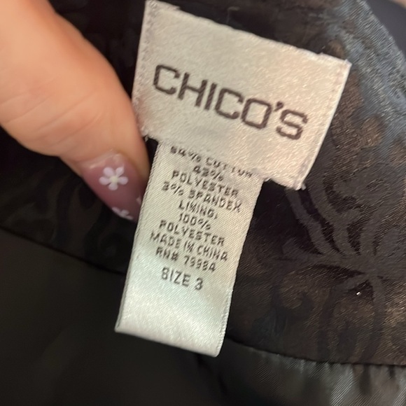 Chico’s Brocade Jacket Blazer Beaded Buttons Black Chicos Size 3 XL - Picture 7 of 8